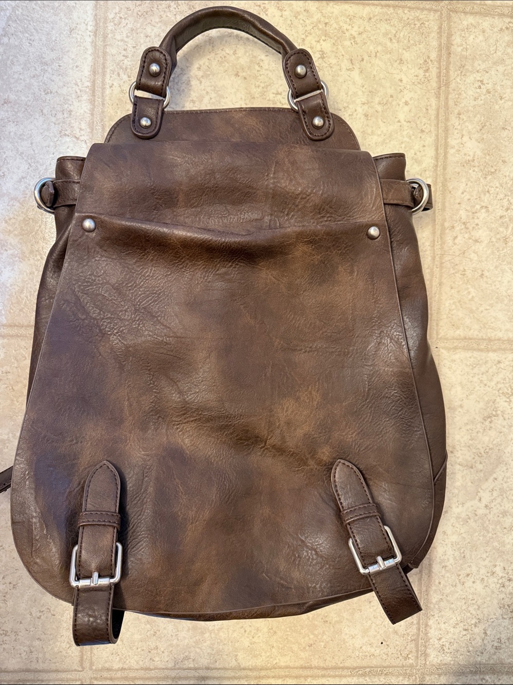 NEW ESPE Brown vegan leather backpack Tote
